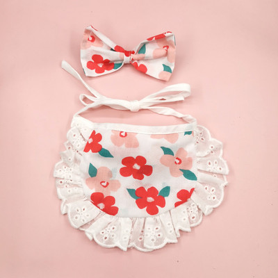 Ins Dog καρό δαντέλα σαλιάρα για κατοικίδια σάλιο Πετσέτα Bichon Teddy Hiromi Σαλιάρα για γάτα Μικρό λουρί για σκύλους Chihuahua Puppy Pets Acessorios