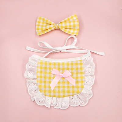 Ins Dog καρό δαντέλα σαλιάρα για κατοικίδια σάλιο Πετσέτα Bichon Teddy Hiromi Σαλιάρα για γάτα Μικρό λουρί για σκύλους Chihuahua Puppy Pets Acessorios