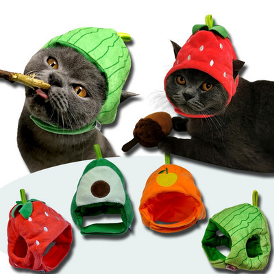 Котешка забавна шапка Шапка за домашен любимец Сладка форма на плод Мек удобен костюм Kawaii Аксесоари Безопасен и топъл материал Y5GB
