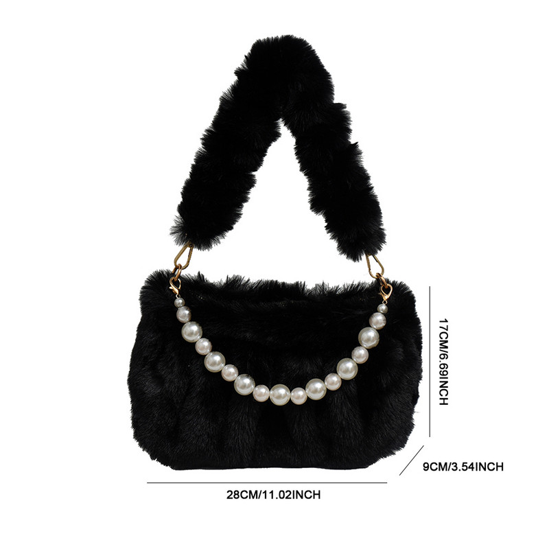 Genți de mână cu blană artificială de iarnă pentru femei, drăguț de pluș, geantă ușoară de umăr, poșetă drăguță pentru femei, genți de mână, geantă de mesager