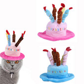 Pălărie drăguță câine pisică cu tort de ziua de naștere lumânări design cadou costum petrecere aniversare accesoriu căciulă pentru animale de companie