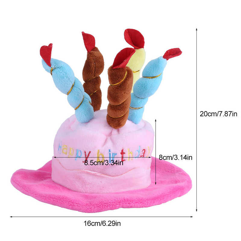 Pălărie drăguță câine pisică cu tort de ziua de naștere lumânări design cadou costum petrecere aniversare accesoriu căciulă pentru animale de companie