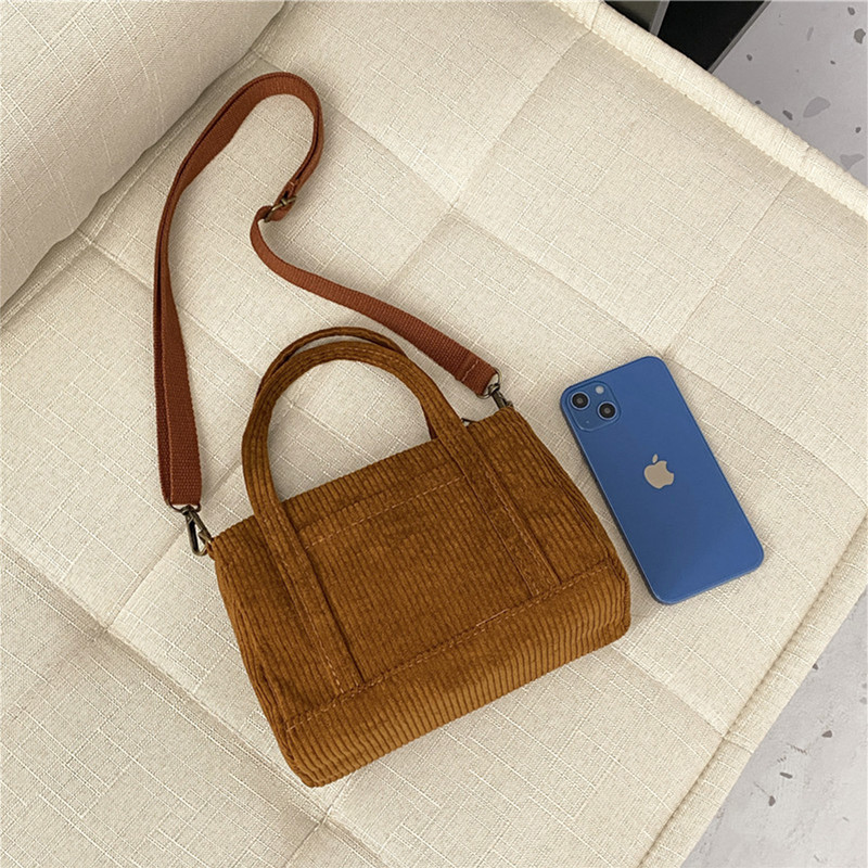 Κοτλέ τσάντες Messenger Μεγάλης χωρητικότητας Γυναικείες σχολικές τσάντες Μόδα Απλές casual φορητές τσάντες αναψυχής για διακοπές το Σαββατοκύριακο