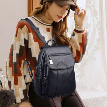 Нова дамска мека кожена раница с голям капацитет против кражба, дамска чанта за пътуване, чанта за мама, чанта за момиче, коледен подарък
