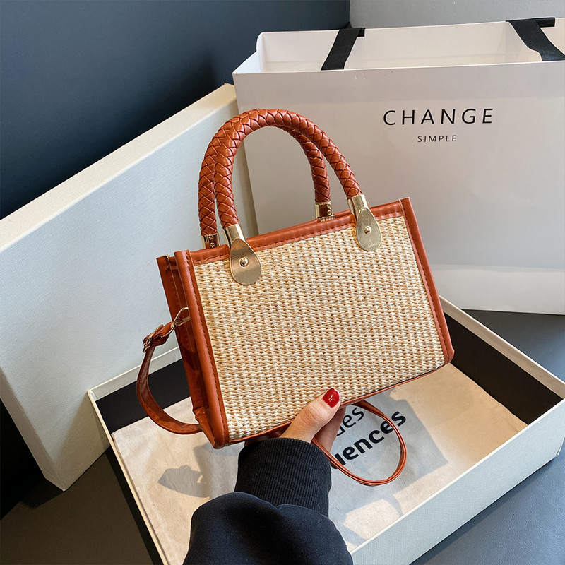 Μόδα υφασμένη ψάθινη τσάντα ώμου Γυναικείες τσάντες χιαστί για γυναίκες 2023 Καλοκαιρινές τσάντες παραλίας Tote Travel Τσάντα αγορών