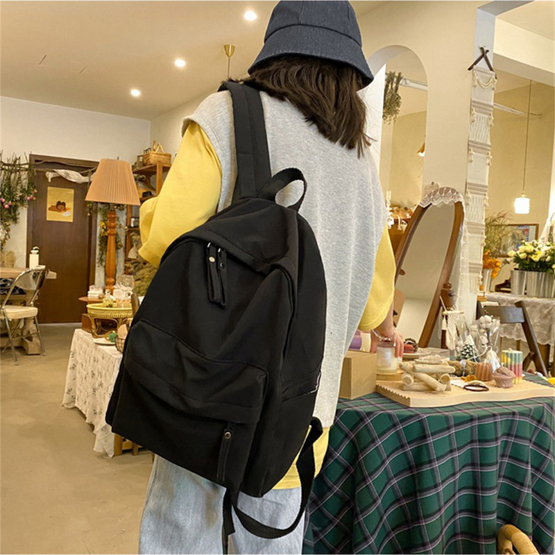 Nylon σακίδιο πλάτης μονόχρωμο, μεγάλης χωρητικότητας, Χαριτωμένα tablet Laptop Τσάντα ώμου Εφηβική Σχολική τσάντα Κάμπινγκ Γυναικεία δώρα