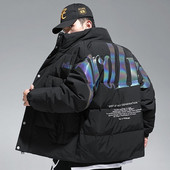 M-3xl Meeste valge pardi sulejope Talvine meeste mantlid Tõmblukuga Seisu Krae Lühike Stiilis Kiri Laiad Soojad Üleriided