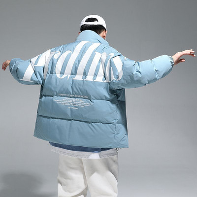 M-3xl Meeste valge pardi sulejope Talvine meeste mantlid Tõmblukuga Seisu Krae Lühike Stiilis Kiri Laiad Soojad Üleriided