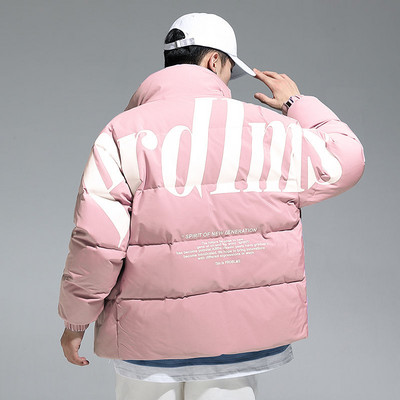 M-3xl Meeste valge pardi sulejope Talvine meeste mantlid Tõmblukuga Seisu Krae Lühike Stiilis Kiri Laiad Soojad Üleriided