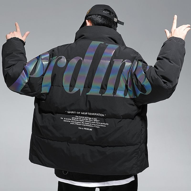 M-3xl Meeste valge pardi sulejope Talvine meeste mantlid Tõmblukuga Seisu Krae Lühike Stiilis Kiri Laiad Soojad Üleriided