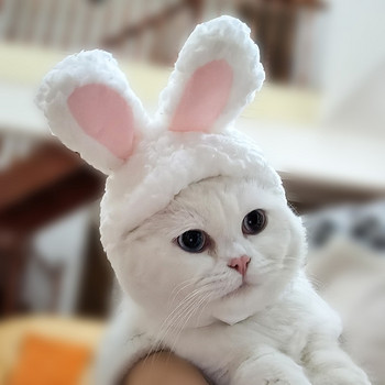 Χαριτωμένα αυτιά κουνελιού Αξεσουάρ κεφαλής γάτας Μεταμόρφωση κατοικίδιων ζώων Αστεία αξεσουάρ Garfield White Headgear Αξεσουάρ διακόσμησης για κουτάβι για κατοικίδια