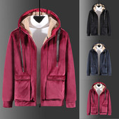 Ανδρικό μπουφάν με φερμουάρ Ανδρικό τζάκετ μεγάλου μεγέθους Ζακέτα με κουκούλα με επένδυση με κουκούλα Ανδρικό μπουφάν με κουκούλα μεγάλο και ψηλό