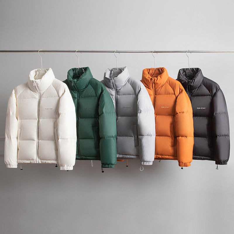 5 spalvų vyriškos korėjietiškos Harajuku pūkinės striukės, 2023 m. Naujos mados trumpos baltos pūkinės striukės, šiltos japoniško stiliaus vyriškas paltas
