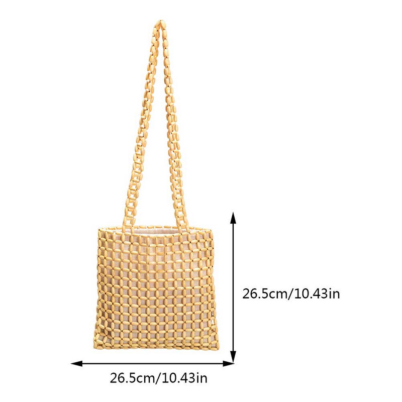 Καλοκαίρι 2023 Νέες γυναικείες μικρές τσάντες με χάντρες πλέξιμο Ξύλινη επώνυμη τσάντα Hollow Out Σετ γυναικείες τσάντες ώμου Τσάντες παραλίας Bolso Mujer