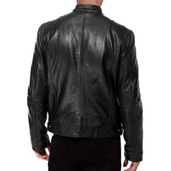 Ρετρό δερμάτινο κοντό μπουφάν για άνδρες Νέα αντιανεμική βάση για μοτοσικλέτα Pu Biker παλτό με φερμουάρ Slim Fit Outwear Ανδρικό Top 8 Χρώμα