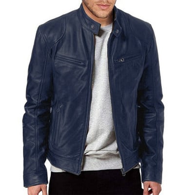 Retro nahast lühike meeste jope Uus tuulekindel Mootorratta statiivi krae Pu Biker Mantlid Tõmblukuga Slim Fit Välirõivad Meeste top 8 värvi