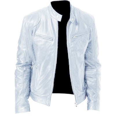 Retro nahast lühike meeste jope Uus tuulekindel Mootorratta statiivi krae Pu Biker Mantlid Tõmblukuga Slim Fit Välirõivad Meeste top 8 värvi