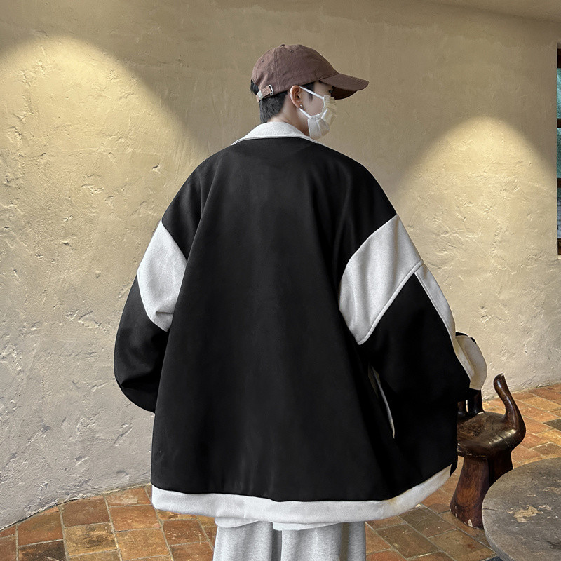 Jesenska jakna od brušene kože Muška modna prevelika uniforma za bejzbol jakne Muška ulična Hip Hop široka bomber jakna Muški kratki kaput