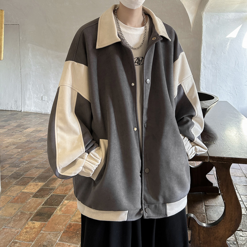 Jesenska jakna od brušene kože Muška modna prevelika uniforma za bejzbol jakne Muška ulična Hip Hop široka bomber jakna Muški kratki kaput