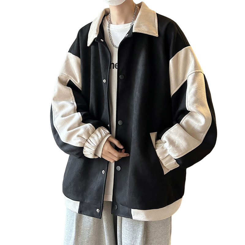 Jesenska jakna od brušene kože Muška modna prevelika uniforma za bejzbol jakne Muška ulična Hip Hop široka bomber jakna Muški kratki kaput