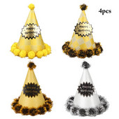 4 ΤΕΜ/Σετ Καπέλο γενεθλίων για κατοικίδια Διακοσμητικό πομ πομ χαρτί Καπέλο για πάρτι για γάτα Κοστούμια για κουτάβι Καπέλο για πάρτι γενεθλίων σκύλου Αξεσουάρ για κατοικίδια