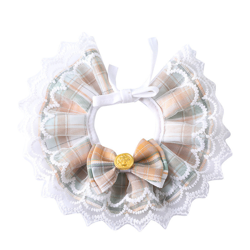 Naminiams gyvūnėliams su antkrūtiniu šuns katės apykaklė Nėriniai su antkrūtiniu skara karoliai triušio kaklo skara su peteliškės varpelio ornamentu naminių gyvūnėlių kostiumų reikmenims