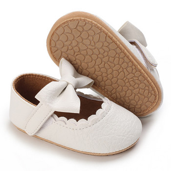 Βρεφικά καθημερινά παπούτσια Βρεφικά παιδικά παπιγιόν Αντιολισθητικό καουτσούκ με μαλακή σόλα επίπεδη PU First Walker Νεογέννητο Διακόσμηση με τόξο