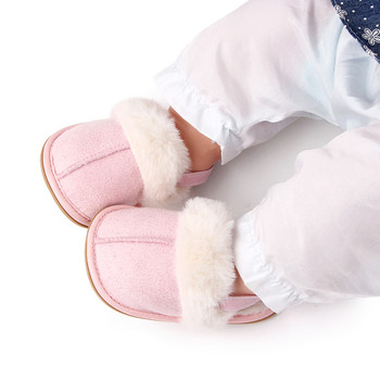 Пухкави бебешки пантофи с пързалки Меки плюшени топли неплъзгащи се домашни обувки за малки деца Момчета Момичета Зима на закрито на открито