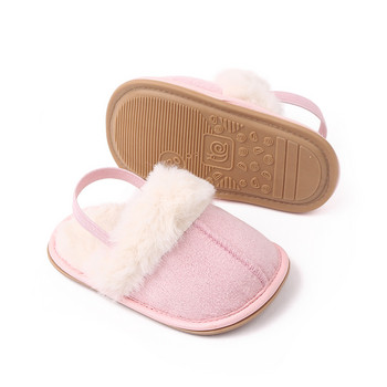 Пухкави бебешки пантофи с пързалки Меки плюшени топли неплъзгащи се домашни обувки за малки деца Момчета Момичета Зима на закрито на открито