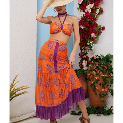 2023 Νέο σέξι μπικίνι φούστα μαγιό 3 τμχ Γυναικεία εμπριμέ με κορδόνια Γυναικεία μαγιό μπικίνι μπικίνι μαγιό Ρούχα παραλίας