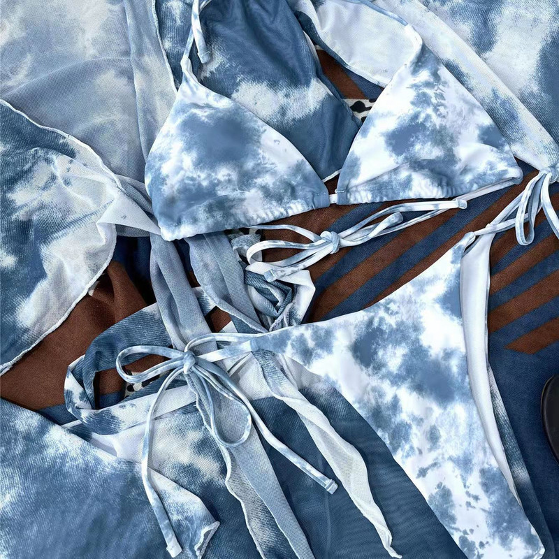 Costum de baie nou din patru piese Bikini cu imprimeu leopard pentru femei 2023 Costum de baie sexy despicat pentru femei Costum de baie pentru baie Imbracaminte de plajă pentru femei