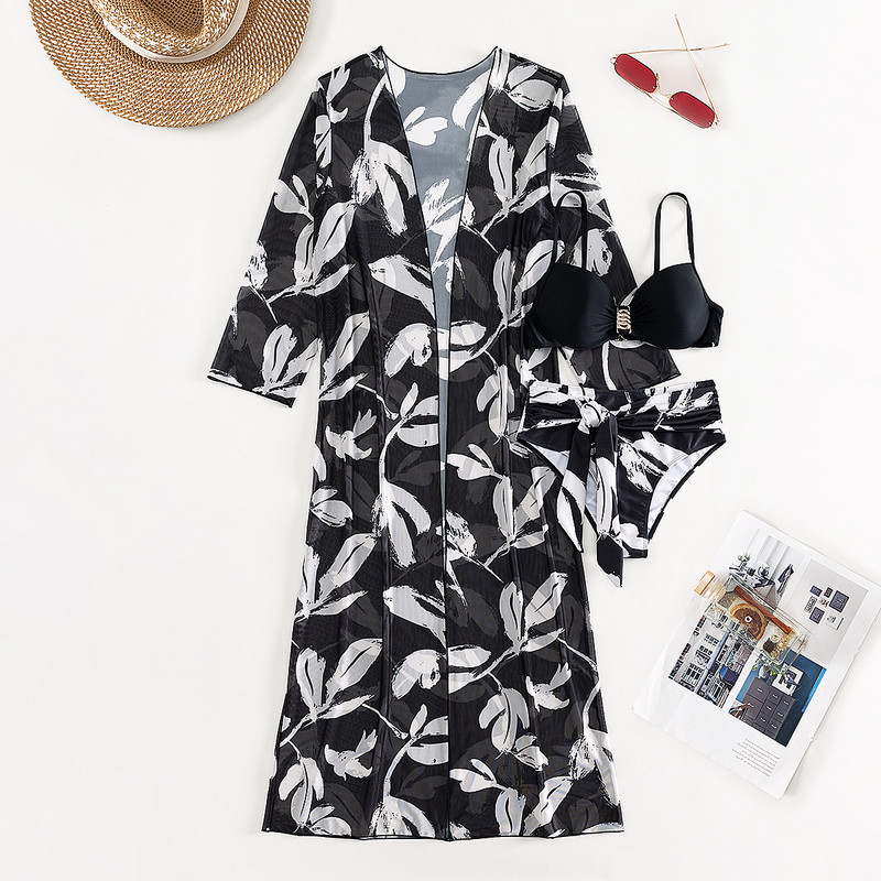 2023 Trodijelni bikini set Cover Up kupaći kostim Ženski kupaći kostim s printom Push up kupaći kostim dugih rukava Odjeća za plažu Biquini za kupanje