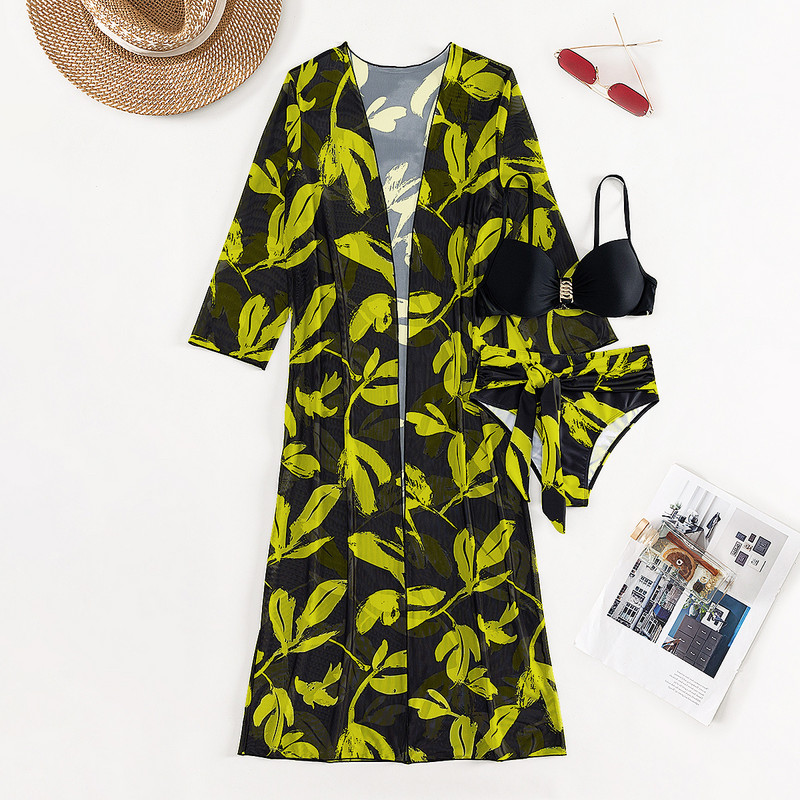 2023 Trodijelni bikini set Cover Up kupaći kostim Ženski kupaći kostim s printom Push up kupaći kostim dugih rukava Odjeća za plažu Biquini za kupanje