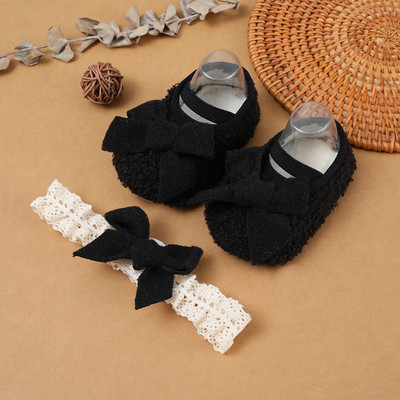 Νεογέννητο μωρό, χαριτωμένο με τόξο, πρώτο σετ παπουτσιών Walker, κοριτσίστικα, παιδικά παιδικά παπούτσια με μαλακή σόλα Φθινοπωρινό, χειμωνιάτικο ζεστό παπούτσι