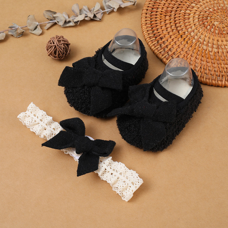 Νεογέννητο μωρό, χαριτωμένο με τόξο, πρώτο σετ παπουτσιών Walker, κοριτσίστικα, παιδικά παιδικά παπούτσια με μαλακή σόλα Φθινοπωρινό, χειμωνιάτικο ζεστό παπούτσι