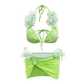 2023 Set de bikini din trei piese pentru acoperirea costumului de baie Set de bikini cu talie joasă Costum de baie pentru femei imprimeu pentru costum de baie pentru femei tropical