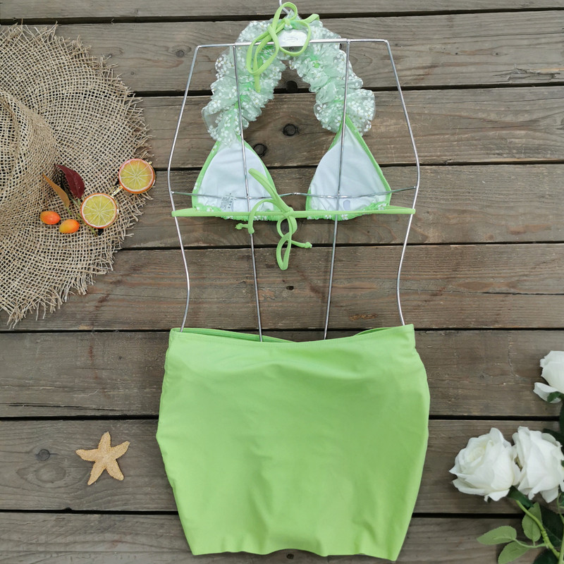 2023 Set de bikini din trei piese pentru acoperirea costumului de baie Set de bikini cu talie joasă Costum de baie pentru femei imprimeu pentru costum de baie pentru femei tropical