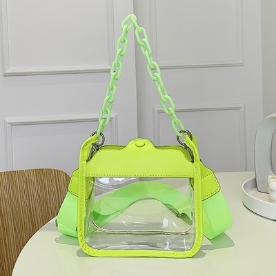 Chain Ladies Tote Bags Stadium Εγκεκριμένες Τσάντες με κορυφαία λαβή Μόδα Διαφανείς απλές φορητές κομψές ρυθμιζόμενες τιράντες για ταξίδια