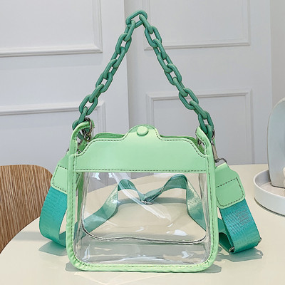 Chain Ladies Tote Bags Stadium Εγκεκριμένες Τσάντες με κορυφαία λαβή Μόδα Διαφανείς απλές φορητές κομψές ρυθμιζόμενες τιράντες για ταξίδια