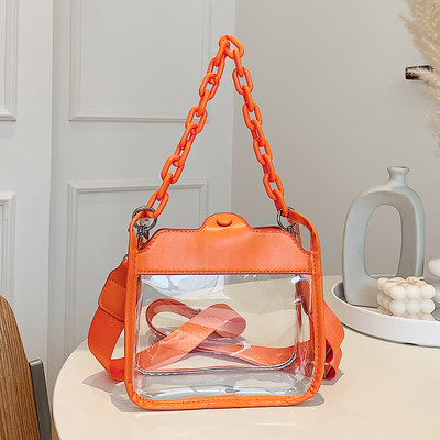 Chain Ladies Tote Bags Stadium Εγκεκριμένες Τσάντες με κορυφαία λαβή Μόδα Διαφανείς απλές φορητές κομψές ρυθμιζόμενες τιράντες για ταξίδια