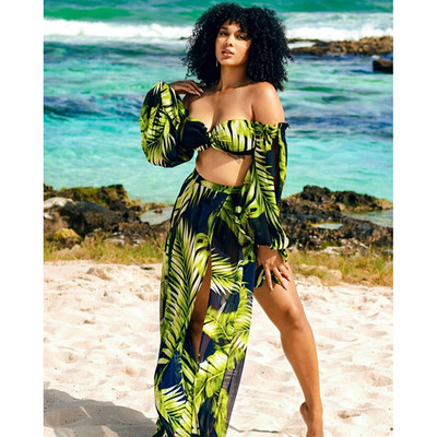 2023 Trodijelni bikini set Cover Up kupaći kostim Ženski kupaći kostim s printom Push up kupaći kostim dugih rukava Odjeća za plažu Biquini za kupanje