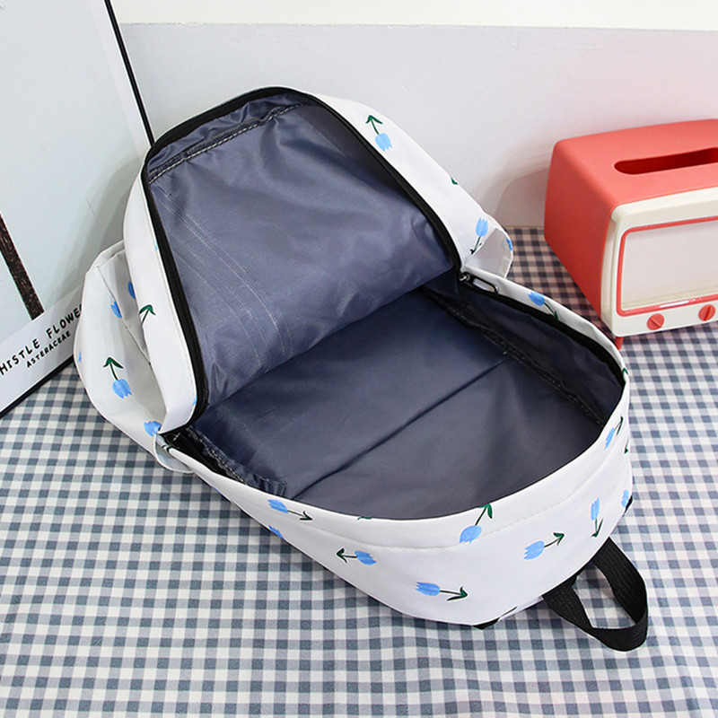 Γυναικείο σακίδιο πλάτης Korea Σχολική τσάντα για μαθήτριες έφηβες Σακίδιο πλάτης με κουτί μεσημεριανού γεύματος μολυβοθήκη Απλές φλοράλ εκτύπωσης Τσάντες βιβλίου 2023