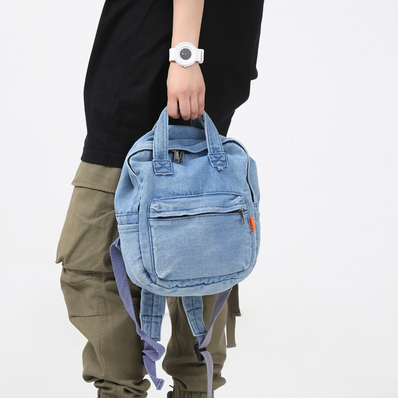 Ležerna traper studentska torba Prijenosni višenamjenski putni ruksak Svijetloplavi moderan traper ruksak