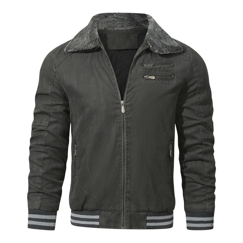 Mantel Meeste Meeste Sport jope revääriga Talvekrae suur seisev tõmblukuga tõmbekaru joped Meeste kaldu