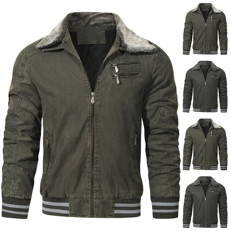 Mantel Meeste Meeste Sport jope revääriga Talvekrae suur seisev tõmblukuga tõmbekaru joped Meeste kaldu