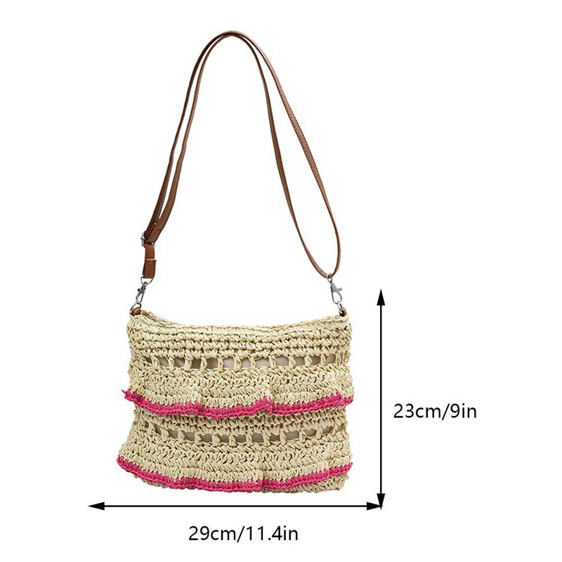 Καλοκαιρινή βολάν μεγάλης χωρητικότητας Ψάθινη τσάντα ώμου Τσάντες παραλίας Rattan Τσάντες από κοίλες χάρτινες υφαντές τσάντες Casual Lady Totes Τσάντα αγορών