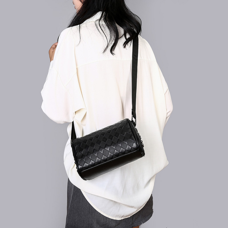 Γυναικείες τσάντες χιαστί Τσάντα ώμου συμπαγές φαρδύ λουράκι Μεγάλης χωρητικότητας Ρυθμιζόμενο λουράκι ώμου με φερμουάρ Diamond Lattice Messenger Τσάντα