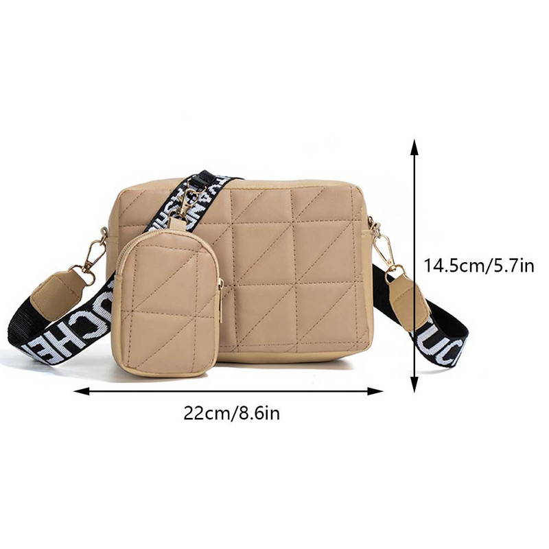 Γυναικεία τσάντα ταξιδιού με στάμπα τσάντα Hobo Καπιτονέ δέρμα PU με φαρδύ λουράκι Μονόχρωμη απλή τσάντα με ασορτί σετ συμπλέκτη