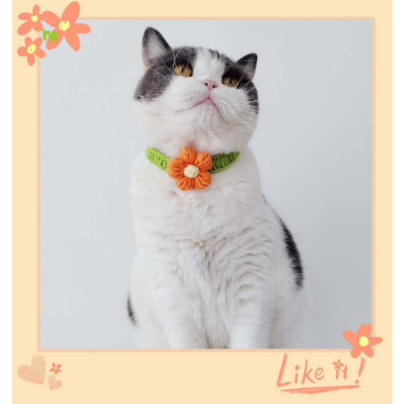 Kawaii βελονάκι για σκύλος γάτας Ρυθμιζόμενο κολιέ από μαλλί Λουλούδια Αξεσουάρ λαιμού κατοικίδιων για κουτάβι γατάκι Κασκόλ πλεξίματος Παπιγιόν Δώρο για κατοικίδια