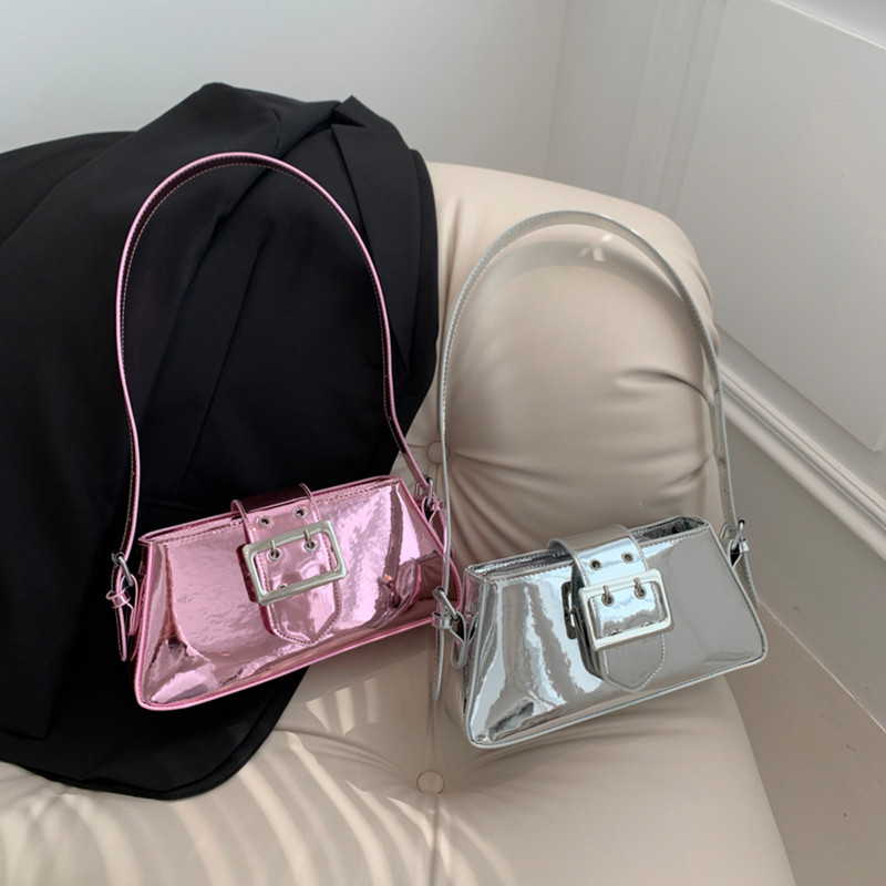 Kabelka Y2K Vintage Kórejská ležérna strieborná malá štvorcová kabelka cez rameno do podpazušia Dámske tašky Tote Kabelky Hobo Kabelky Crossbody